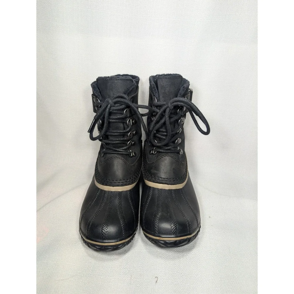 Sorel Winter Fancy‎ Lace II Womens Black Snow Boots Size 7 Waterproof Minimalist